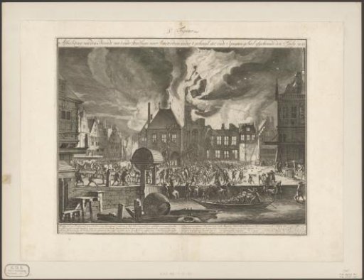 View of the fire in the old town hall of Amsterdam