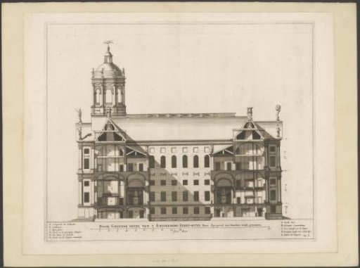 Cross-section of the Town Hall on the Dam, through the width