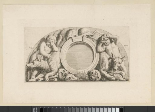 Lunette with putti, wolves and military equipment in the western gallery of the Town Hall on the Dam