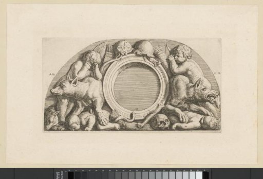 Lunette with putti, wolves and military equipment in the western gallery of the Town Hall on the Dam