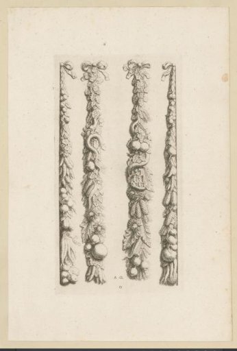 Four pilaster festoons with vegetables, fruit, leaves and snakes in the northern gallery of the Town Hall on the Dam