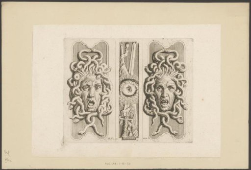 Ornaments with Medusa heads and the all-seeing eye from the Courtroom of the Town Hall on the Dam