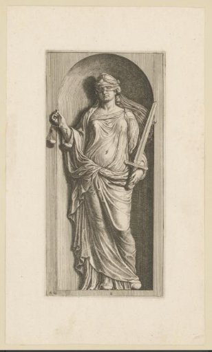 Statue of Justitia (Justice) in the Courtroom of the Town Hall on the Dam