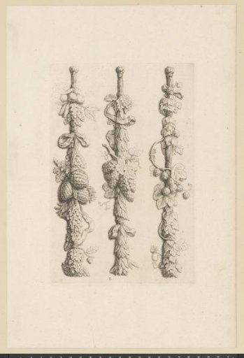 Three festoons with grapes, pinecones, and leaves in the southern gallery of the Town Hall on the Dam