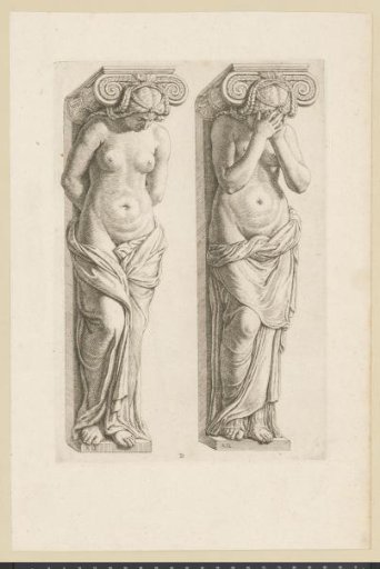 The two right caryatids from the Courtroom of the Town Hall on the Dam
