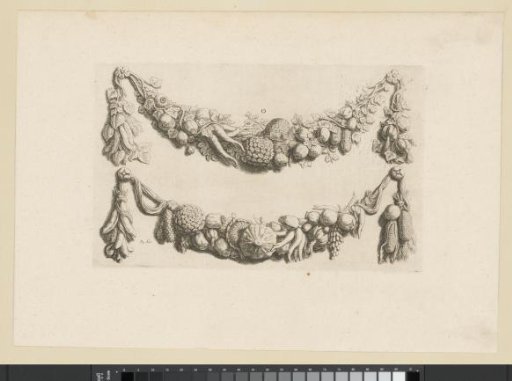 Two festoons with cones and leaves in the northern gallery of the Town Hall on the Dam