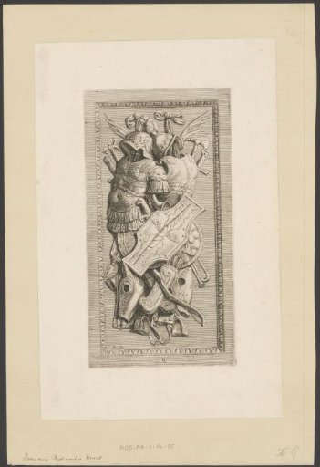 Relief with armor for a pedestal in the western gallery of the Town Hall on the Dam