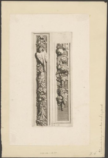 Pilaster festoon with parrot, fruit, flowers, and foliage between the gallery and the Burgerzaal in the Town Hall on the Dam