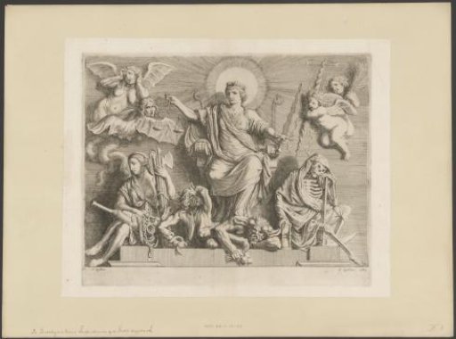 Sculpture group with an allegory of Justice on the west side of the Burgerzaal in the Town Hall on the Dam