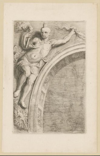 Relief with the personification of the element Fire above the arch on the east side of the Burgerzaal in the Town Hall on the Dam