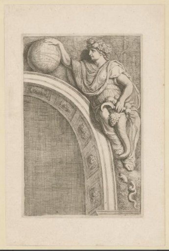 Relief with the personification of the element Earth above the arch on the west side of the Burgerzaal in the Stadhuis on the Dam