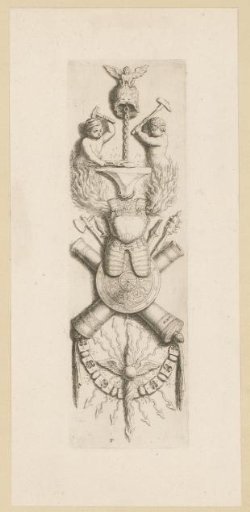 Festoon with attributes of the personification of the element Fire on the west side of the Burgerzaal in the Stadhuis on the Dam