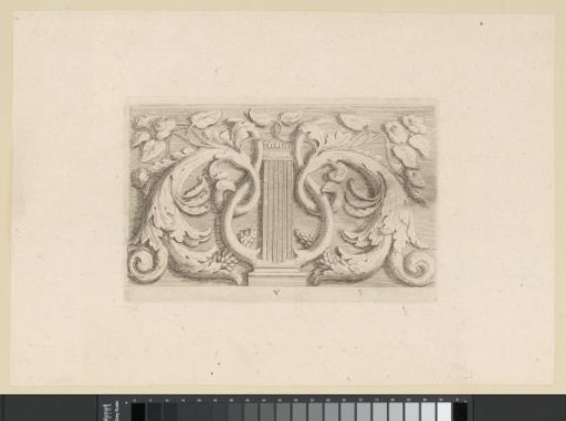 Ornament with a lyre and leafy tendrils for a vault in the Town Hall on the Dam