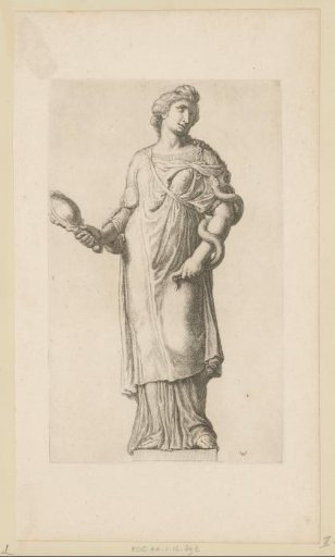 Statue of Prudentia (Prudence) on the facade of the Town Hall on the Dam