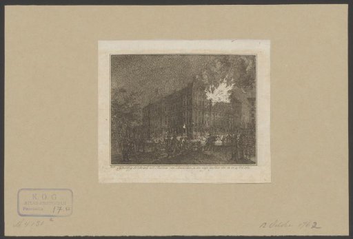 View of the fire in the Town Hall on the Dam of 12 October 1762