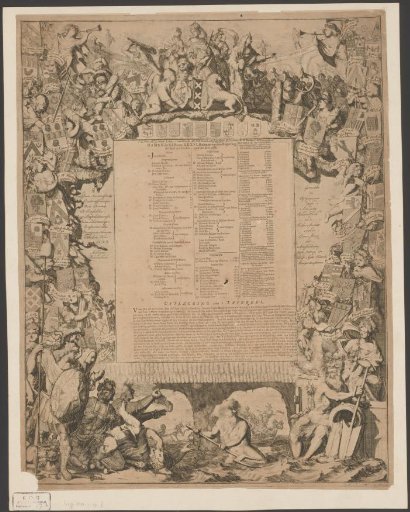 Allegory of the city of Amsterdam with the names of government members in 1688