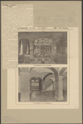 Views of the Council Chamber and the Vestibule of the town hall at the Prinsenhof