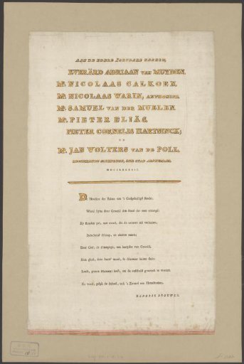 Eulogy on the serving schepenen in 1787