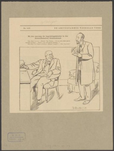 Satirical print on Frederik Salomon van Nierop and Joseph Loopuit and a view of a meeting of the Amsterdam City Council in the Mozeszaal