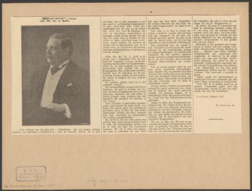 Text on the new position of Antonie Röell as mayor of Amsterdam
