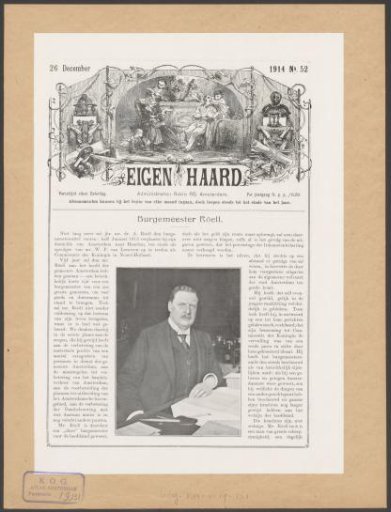 Portrait of Antonie Röell with text on his resignation as mayor