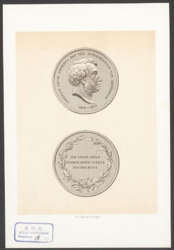 Obverse and reverse of a medal with the portrait of Cornelis Jacob Arnold den Tex