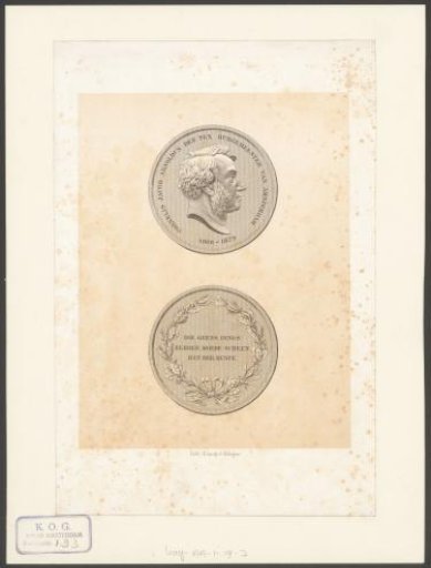 Obverse and reverse of a medal with the portrait of Cornelis Jacob Arnold den Tex