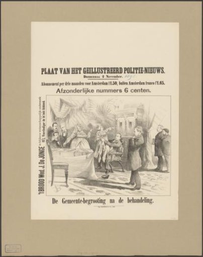 Caricature on the budget of 1894 following the municipal austerity measures of 1893