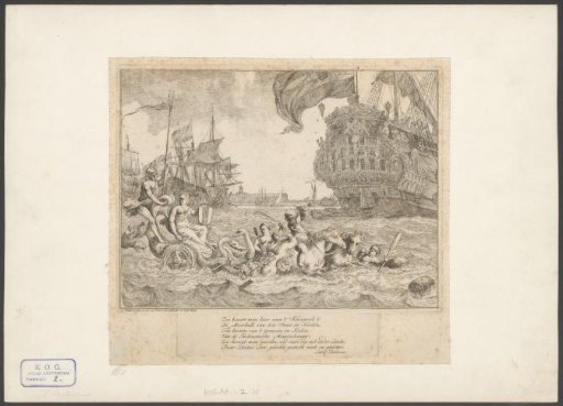 View of ships on the IJ, with Neptune and the Maiden of Amsterdam