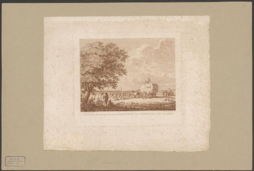 Landscape with haymaking farmers with Amsterdam on the horizon