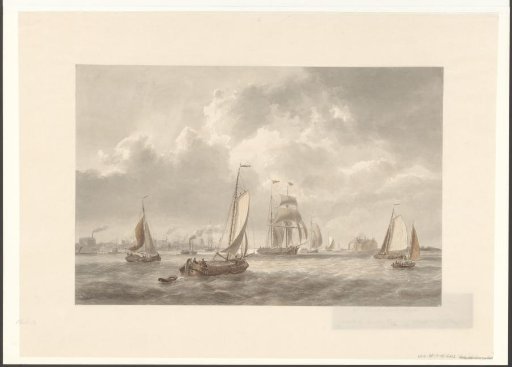 View of the IJ and Amsterdam from the Oosterdoksdijk