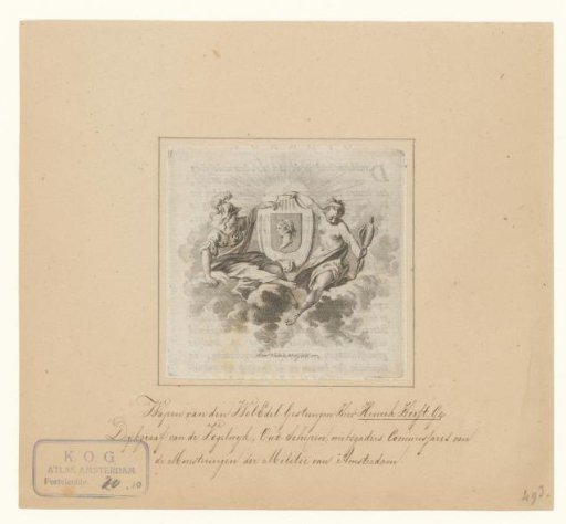 Coat of arms of Hendrik Gerritsz. Hooft flanked by Minerva and Prudence