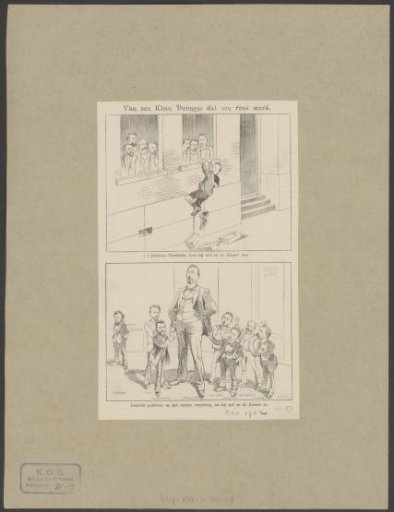 Evolution of Pieter Jelles Troelstra from a Small Politician Hanging on a Windowsill to a Member of Parliament Surrounded by Smaller Politicians
