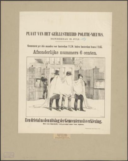 Three Men Hiding Behind a White Sheet While Walking Outside the Prinsenhof in Amsterdam