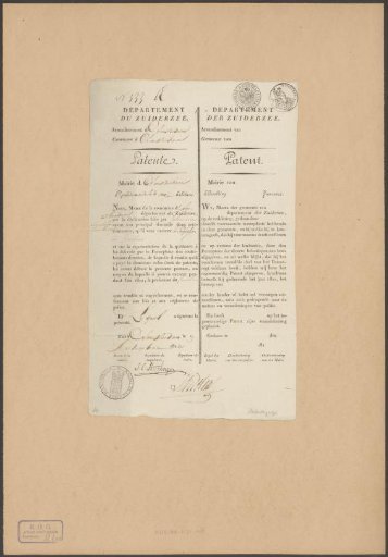 Patent deed in the name of Johannes Christoffel Steenbergen