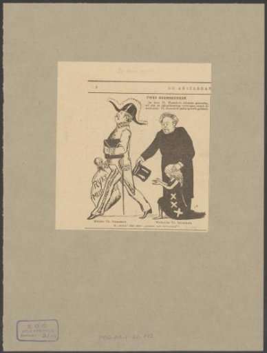 Minister Theodorus Heemskerk walks past beggar alderman Theodorus Heemskerk with a bag of money