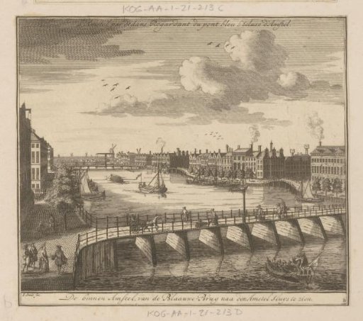 View of the Binnen-Amstel from the Blauwbrug in Amsterdam
