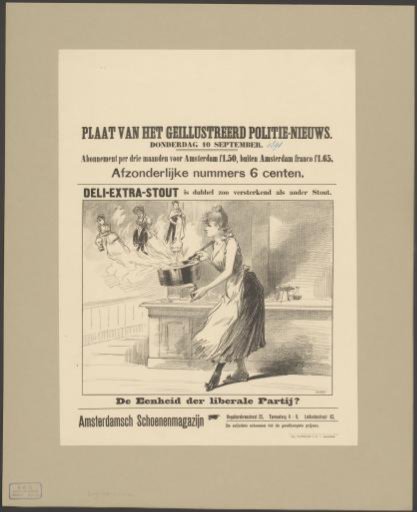 Woman Holding a Pan from Which Personifications of Three Amsterdam Voting Associations Emerge