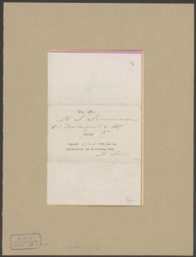 Summons letter from H.F. Timmermans for the elections of the Provincial States and the Amsterdam Municipal Council