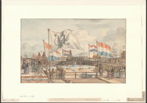 View of the laying of the first stone of the Westerdoksluis