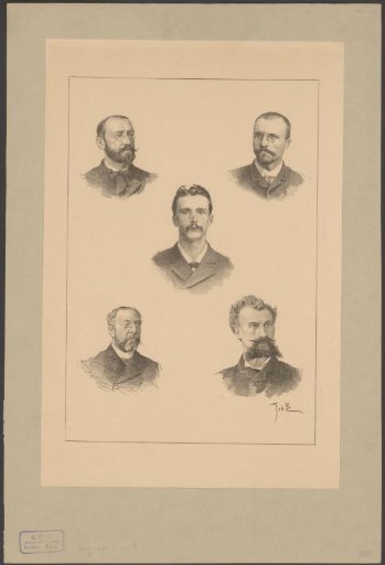 Portraits of five board members of the electoral association 'Amsterdam'