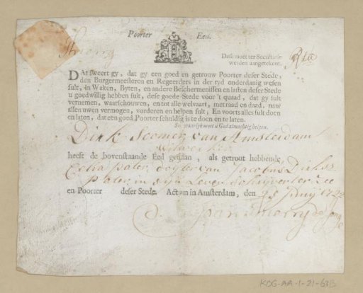 Oath of Citizenship of Dirk Soomer