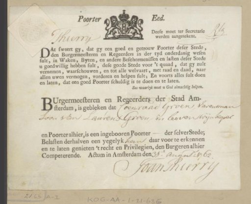Oath of Citizenship of Coenraad Groen
