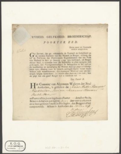 Oath of Citizenship of Isaac Hutte Bouwer