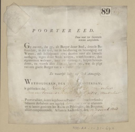 Oath of the Citizen of Rudolph Gutze