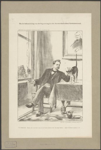 Theodorus Heemskerk seated at a table with a cat