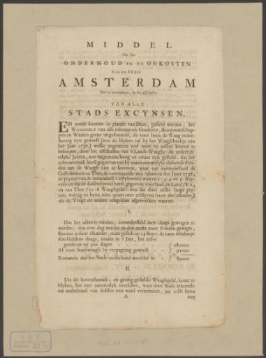 Pamphlet on the abolition of the waaggeld