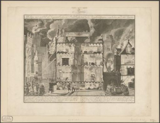 Old fire engines and new hose fire engines in practice, 1690
