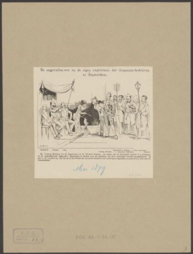 Sjoerd Vening Meinesz and other Amsterdam aldermen before three members of the government and the Second Chamber