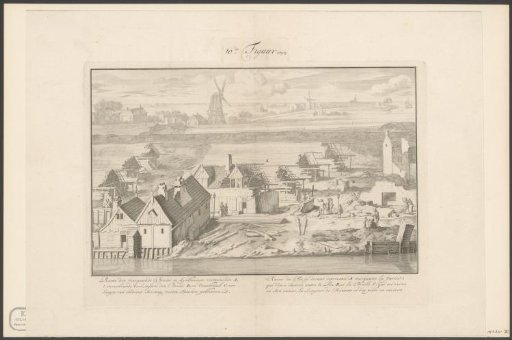 Ruins of the three burnt rope walks on the rampart at the Smallepadsgracht, 1680